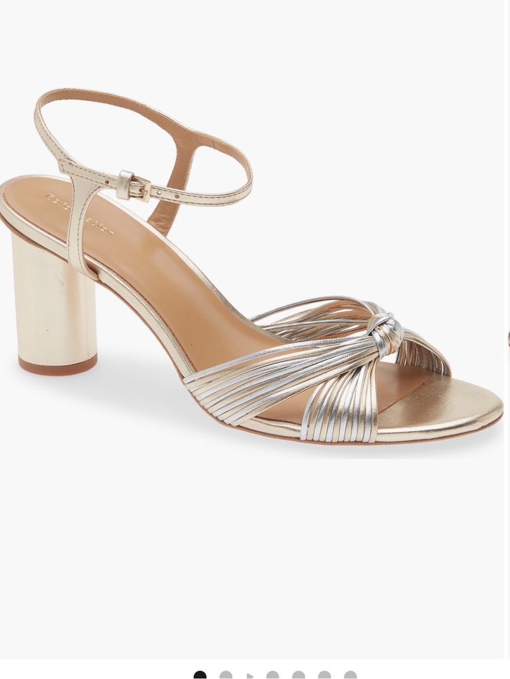 Reformation Petra Metallic Gold Silver Cylinder Block Heel Sandals 9.5